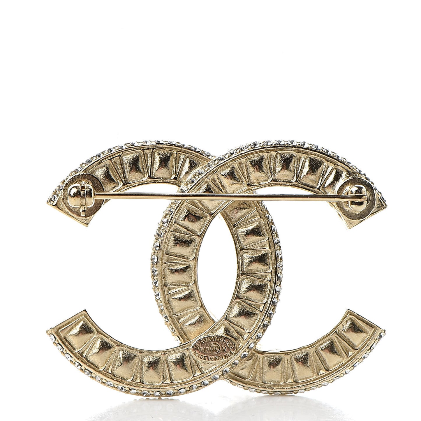Baguette Crystal CC Brooch Gold