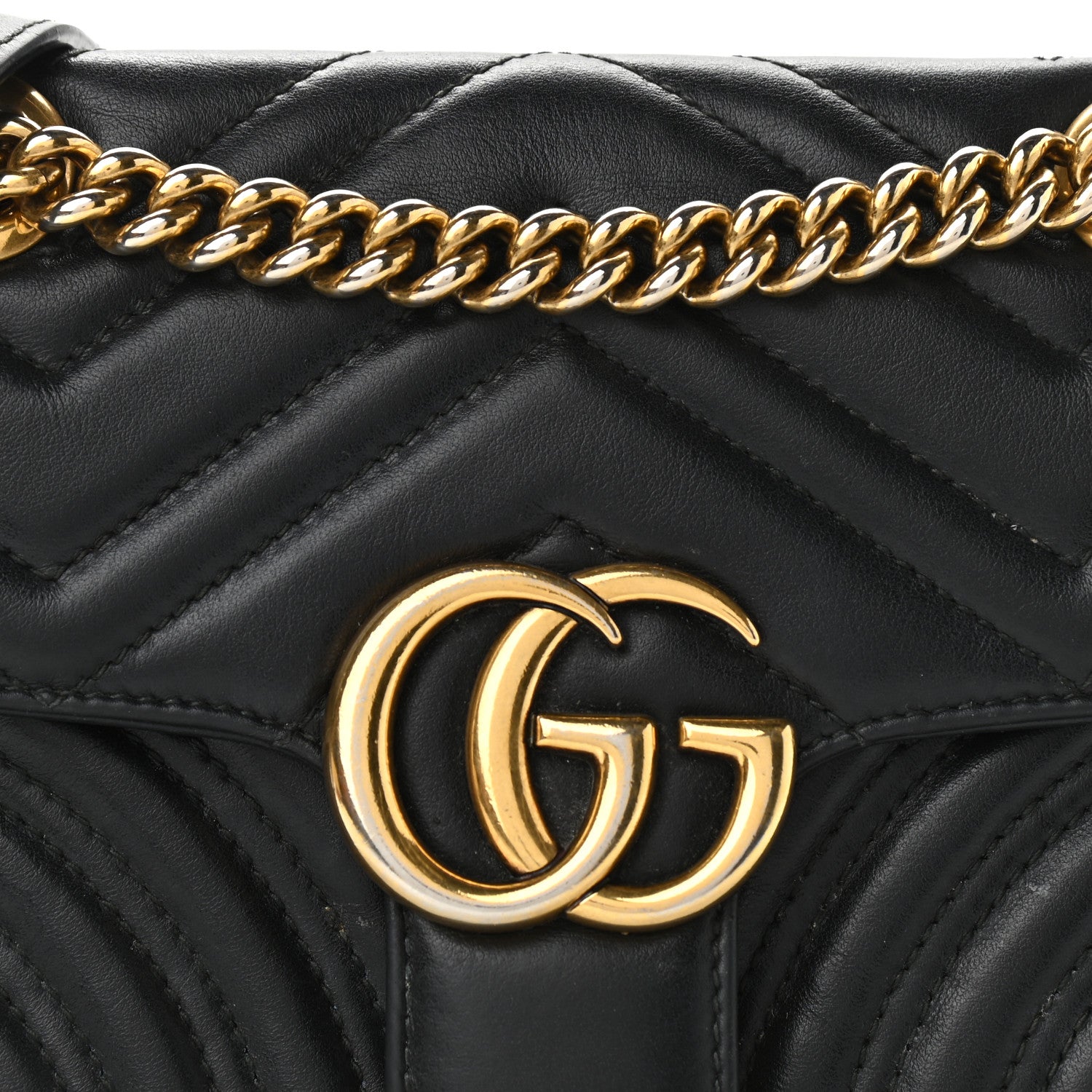 Gucci Calfskin Matelasse Mini GG Marmont Shoulder Bag Black 8 of 15
