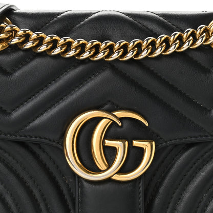 Gucci Calfskin Matelasse Mini GG Marmont Shoulder Bag Black 8 of 15