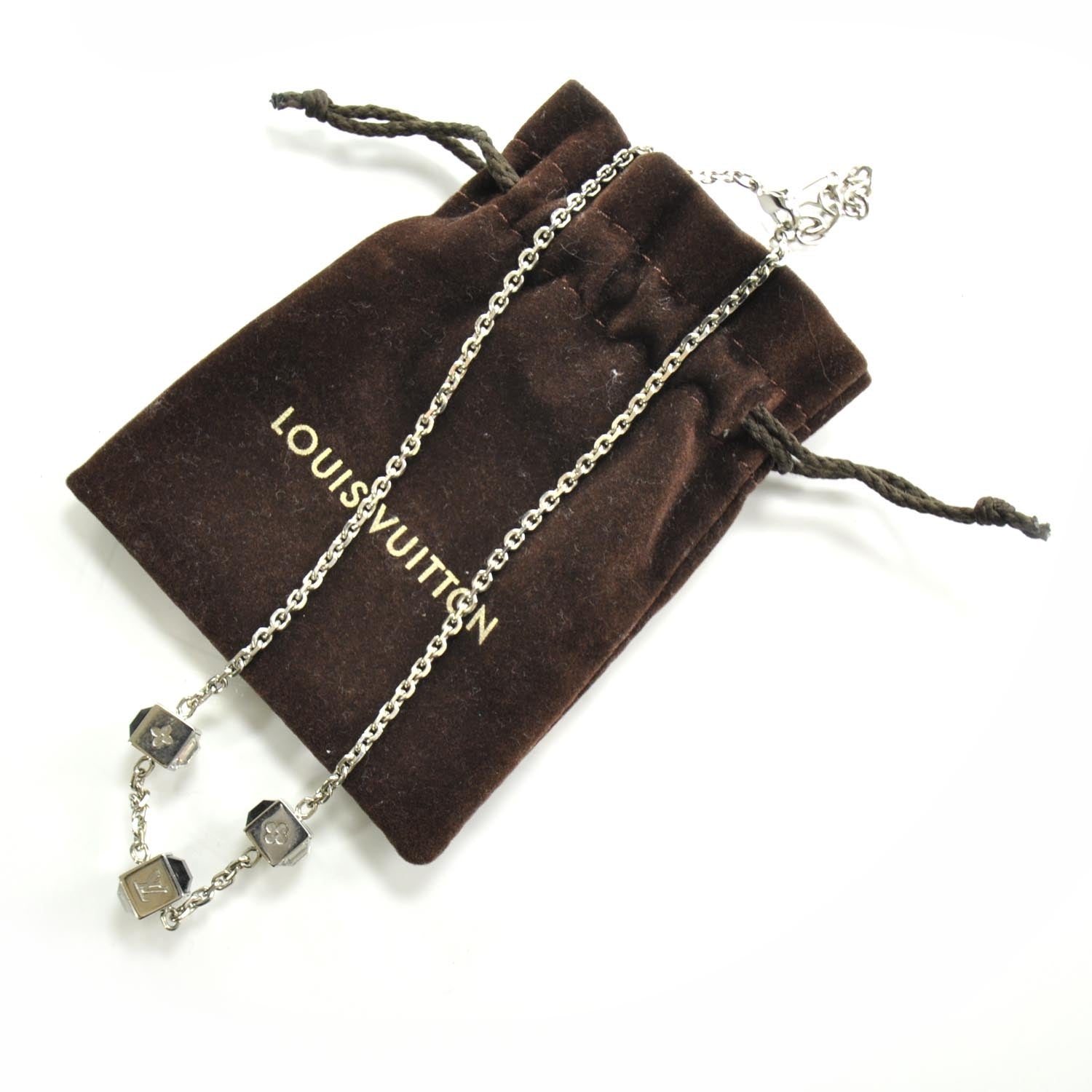 Louis Vuitton Swarovski Gamble Black Short Necklace Silver 2 of 4