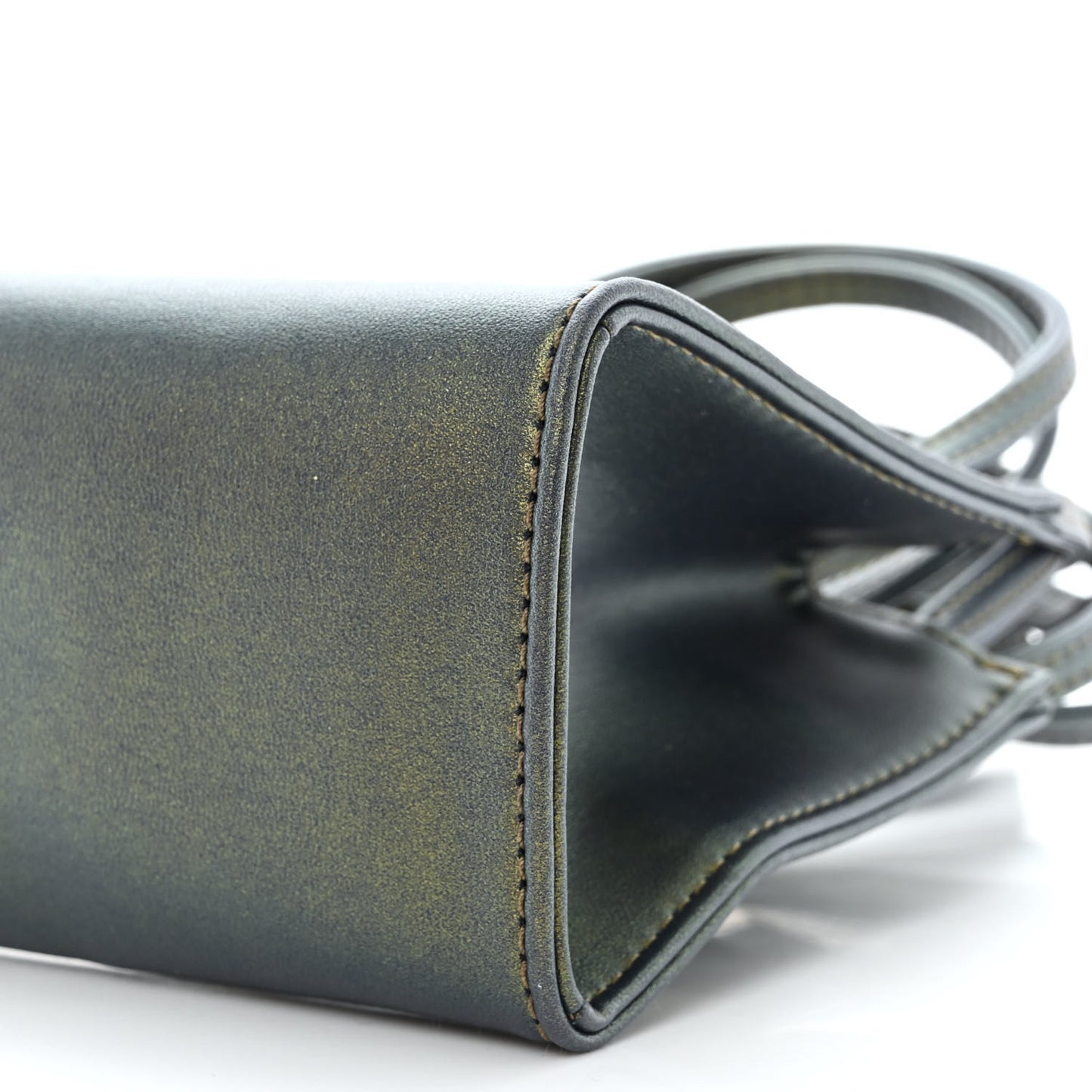 Metallic Vegan Leather Small Shopping Bag Acid