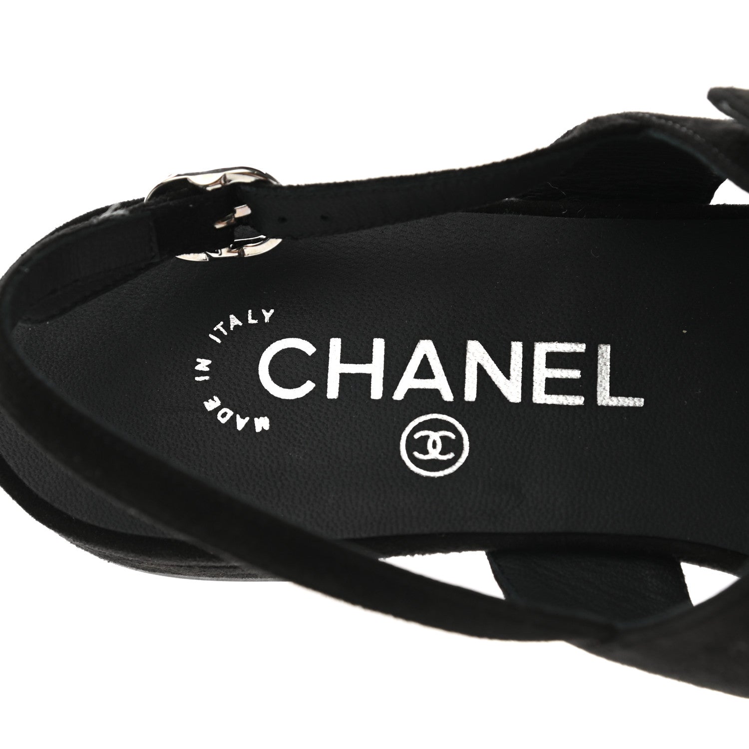 Chanel Suede CC Thong Sandals 38 Black 7 of 8