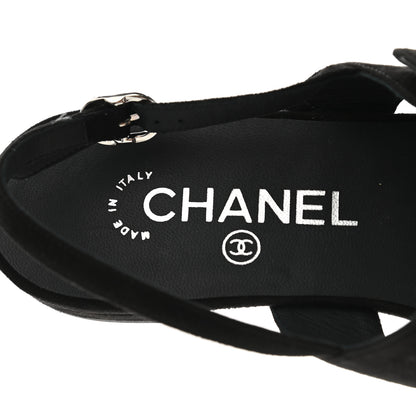 Chanel Suede CC Thong Sandals 38 Black 7 of 8