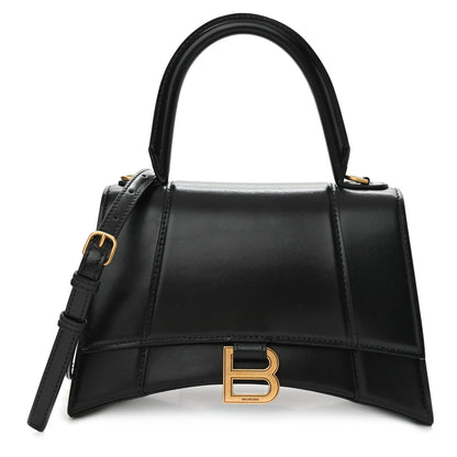 Balenciaga Shiny Box Calfskin Small Hourglass Top Handle Bag Black 1 of 12