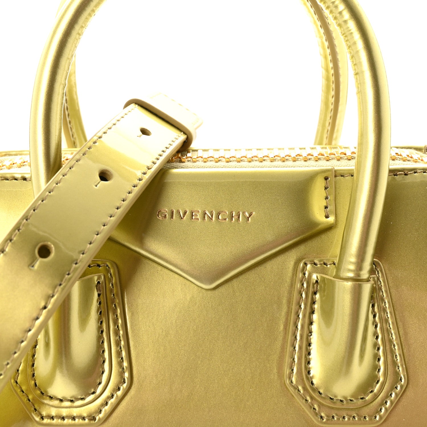 Givenchy Patent Calfskin Mini Antigona Almond Green 8 of 10