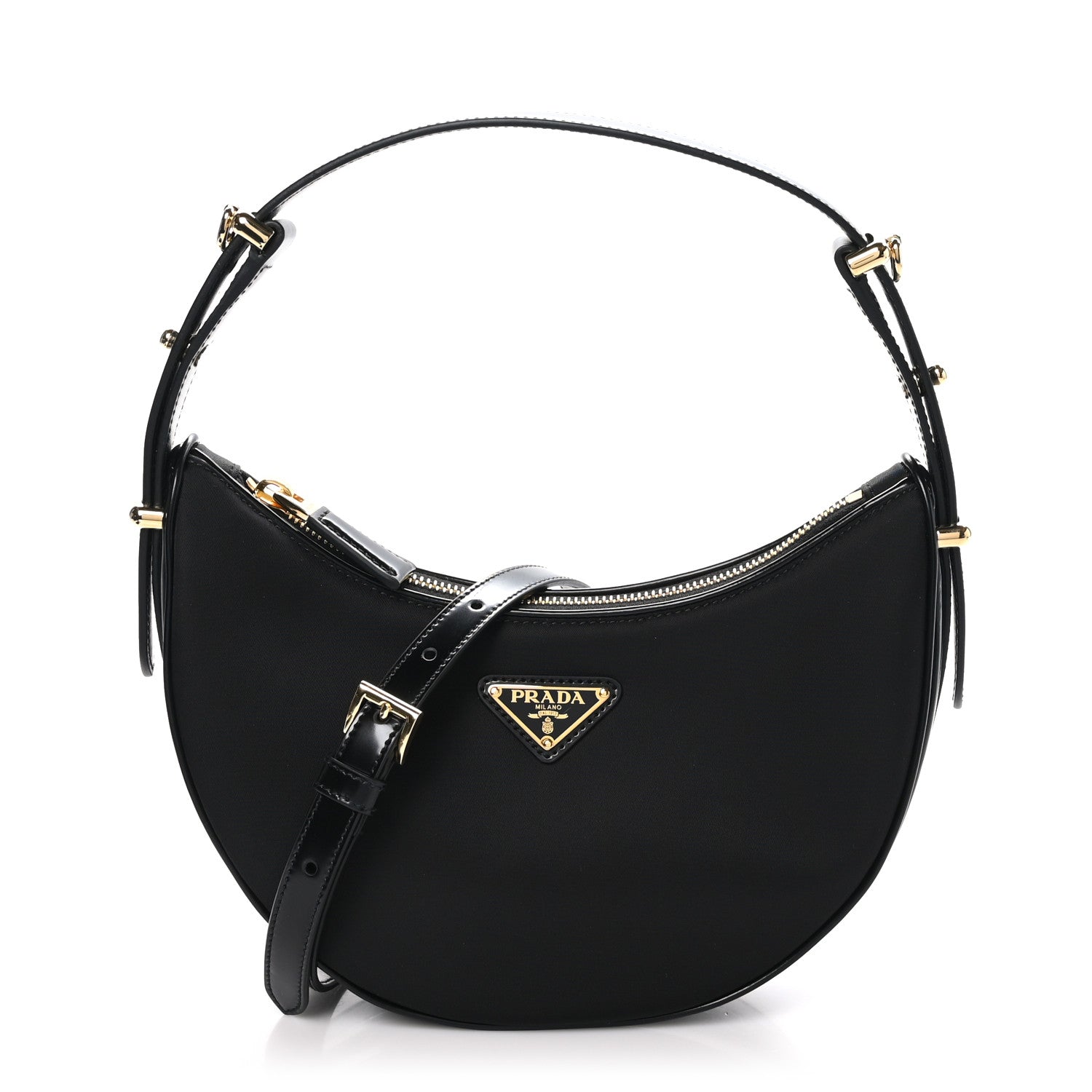 Prada Re-Nylon Spazzolato Arque Shoulder Bag Black 1 of 10