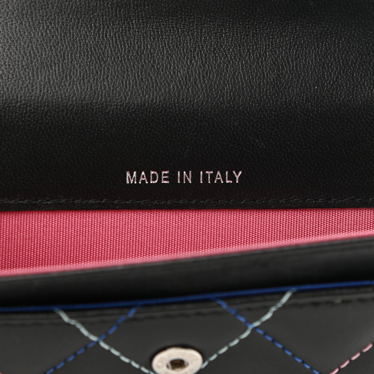 Lambskin Quilted Flap Card Holder Black Multicolor