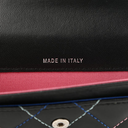 Chanel Lambskin Quilted Flap Card Holder Black Multicolor 7 of 9