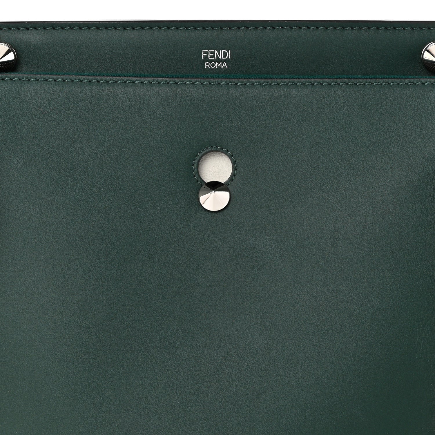 Fendi Vitello Baltico Century Dolce Waves DotCom Satchel Verde Inglese White 11 of 13