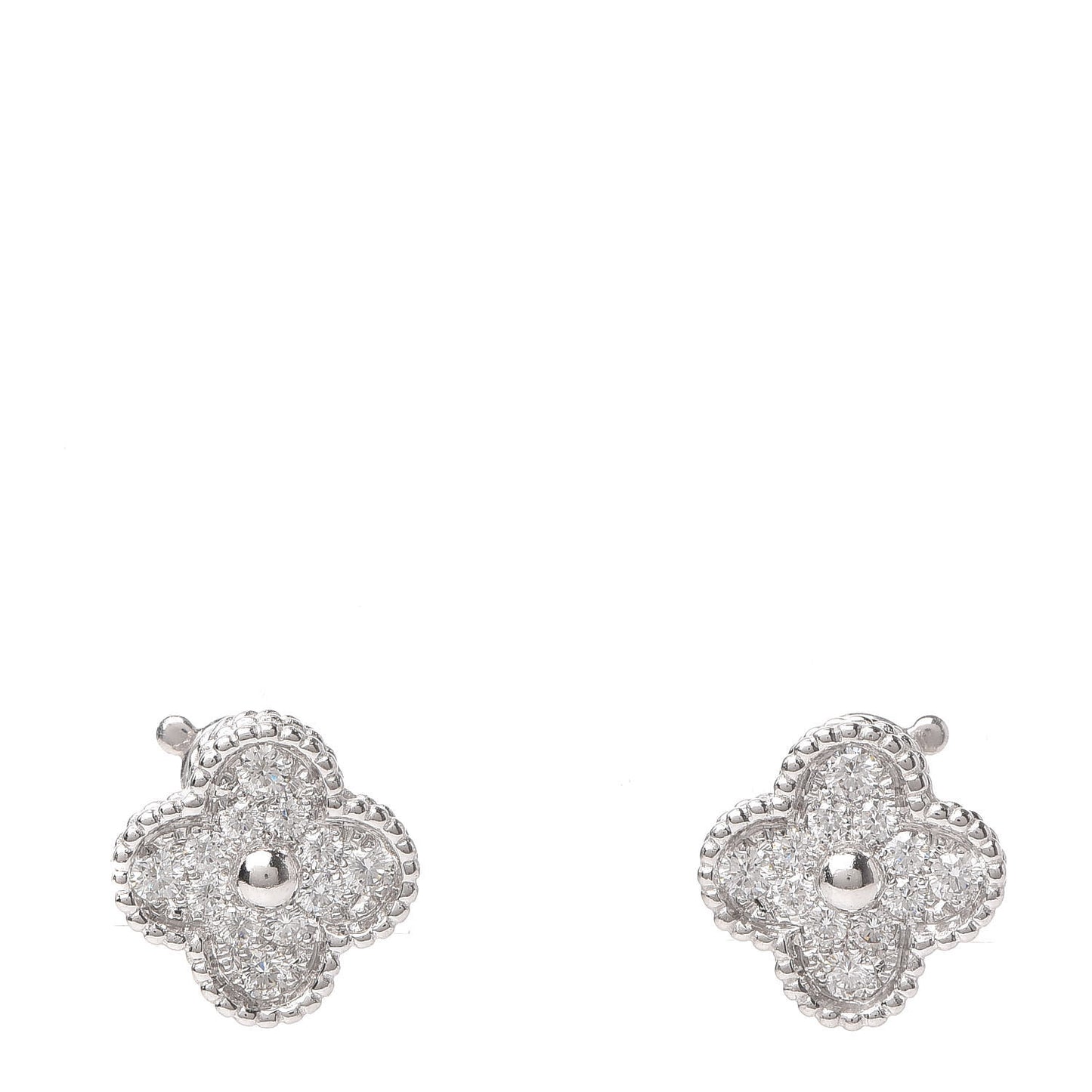 18K White Gold Diamond Vintage Alhambra Earrings