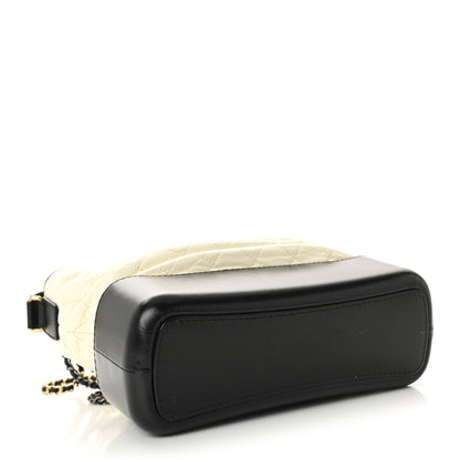 Chanel Aged Calfskin Quilted Medium Gabrielle Hobo Black White 4 of 10
