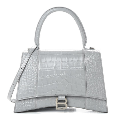 Balenciaga Shiny Calfskin Crocodile Embossed Medium Hourglass Top Handle Bag Balenciaga Grey 1 of 15