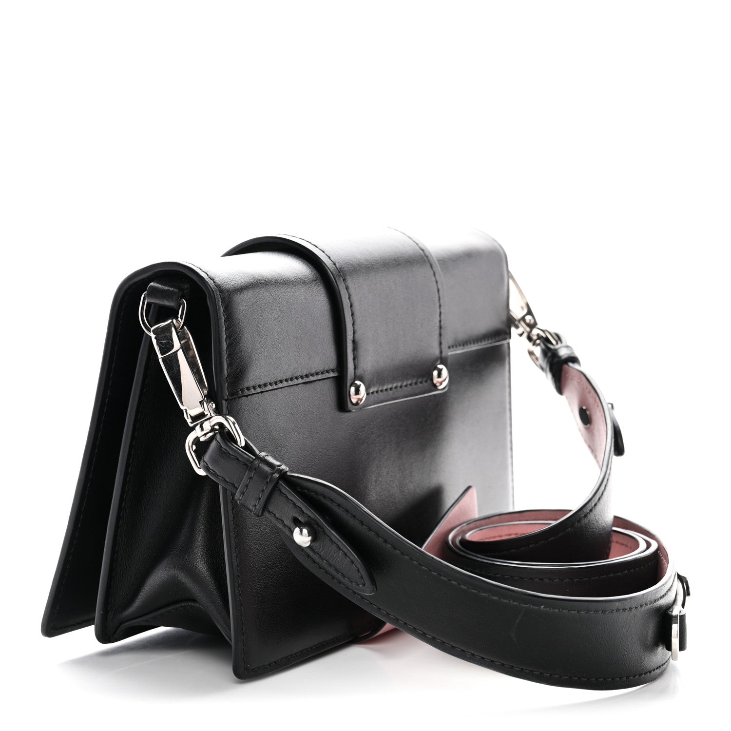 Prada City Calf Plex Ribbon Bag Black Rosa 1814359 – FASHIONPHILE