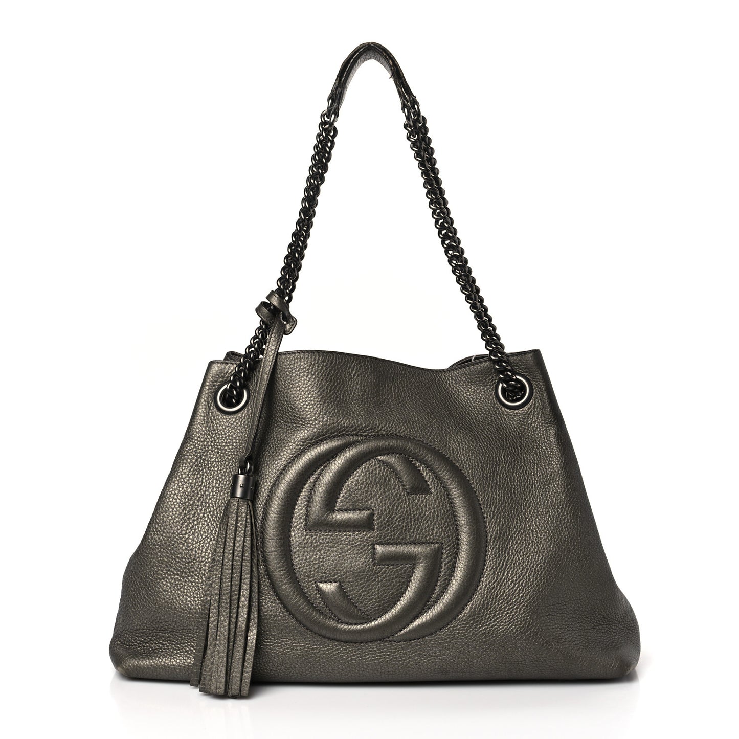 Metallic Pebbled Calfskin Medium Soho Chain Shoulder Bag Sasso