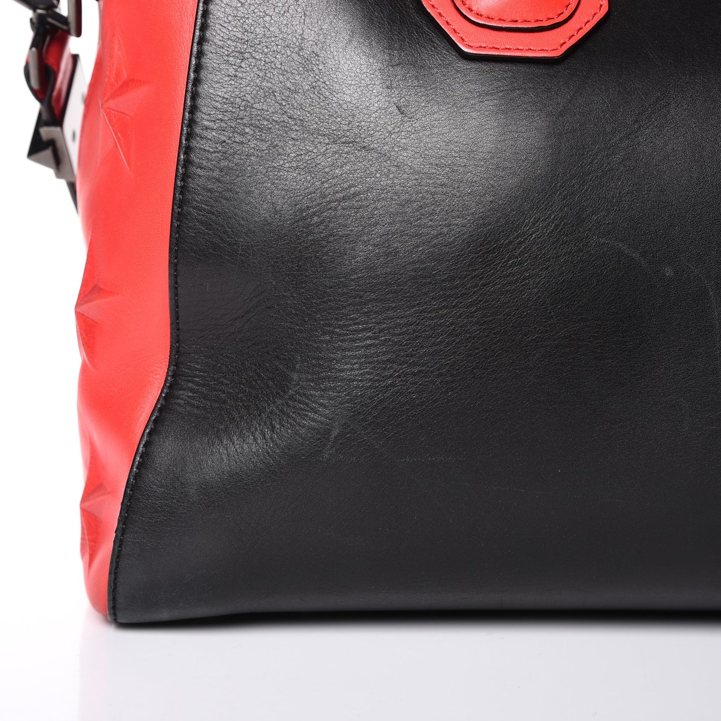 Smooth Calfskin Star Embossed Medium Antigona Black Red