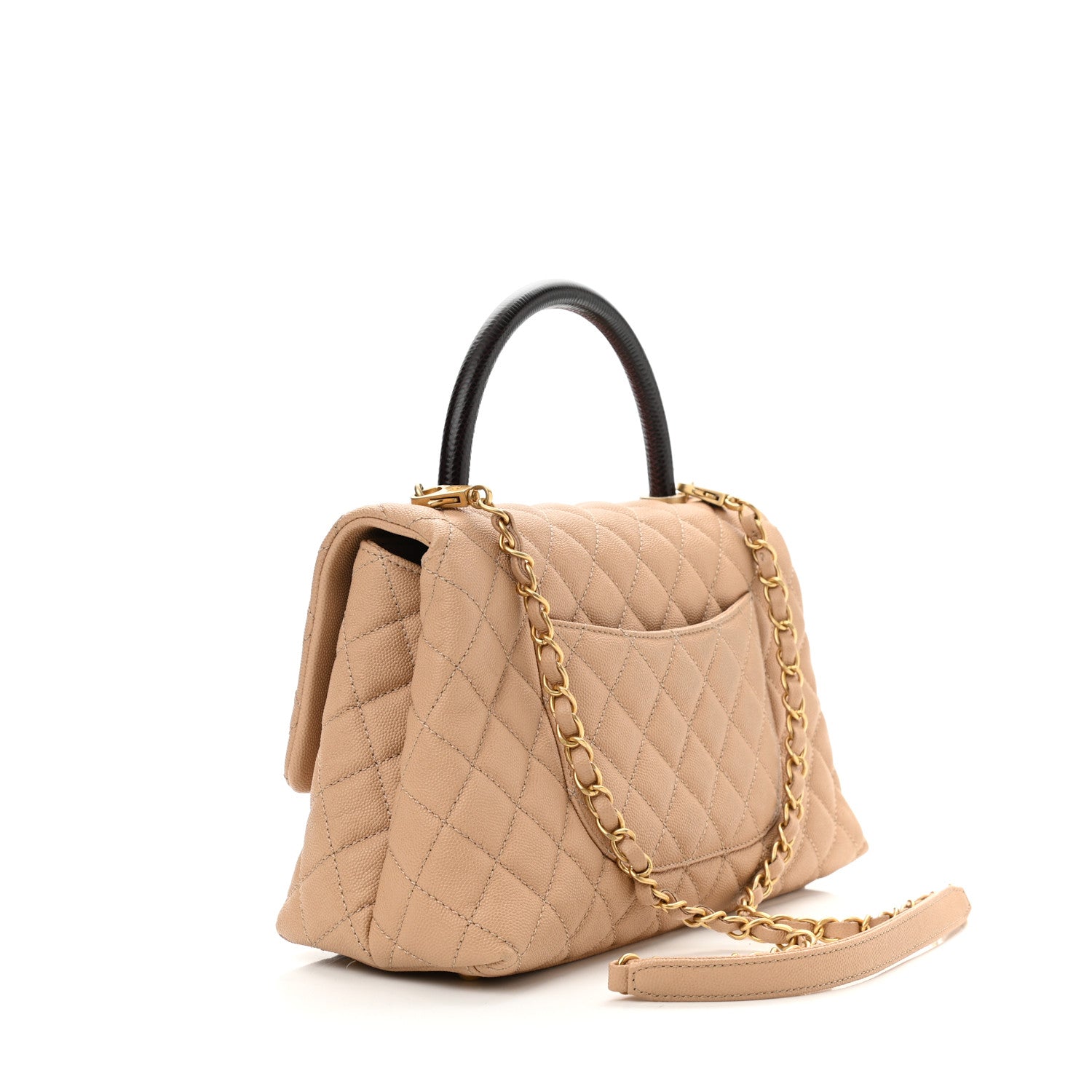 Chanel Caviar Lizard Embossed Quilted Small Coco Handle Flap Beige 2 of 10