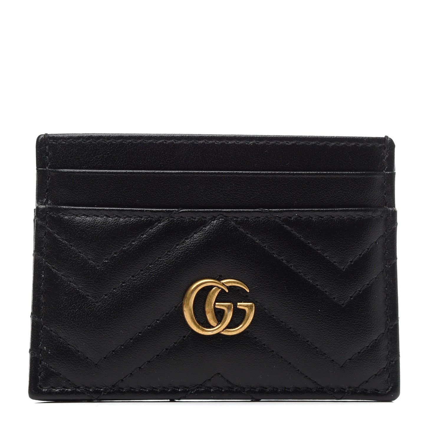 Calfskin Matelasse GG Marmont Card Holder Black