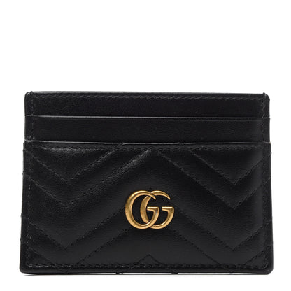 Gucci Calfskin Matelasse GG Marmont Card Holder Black 1 of 7