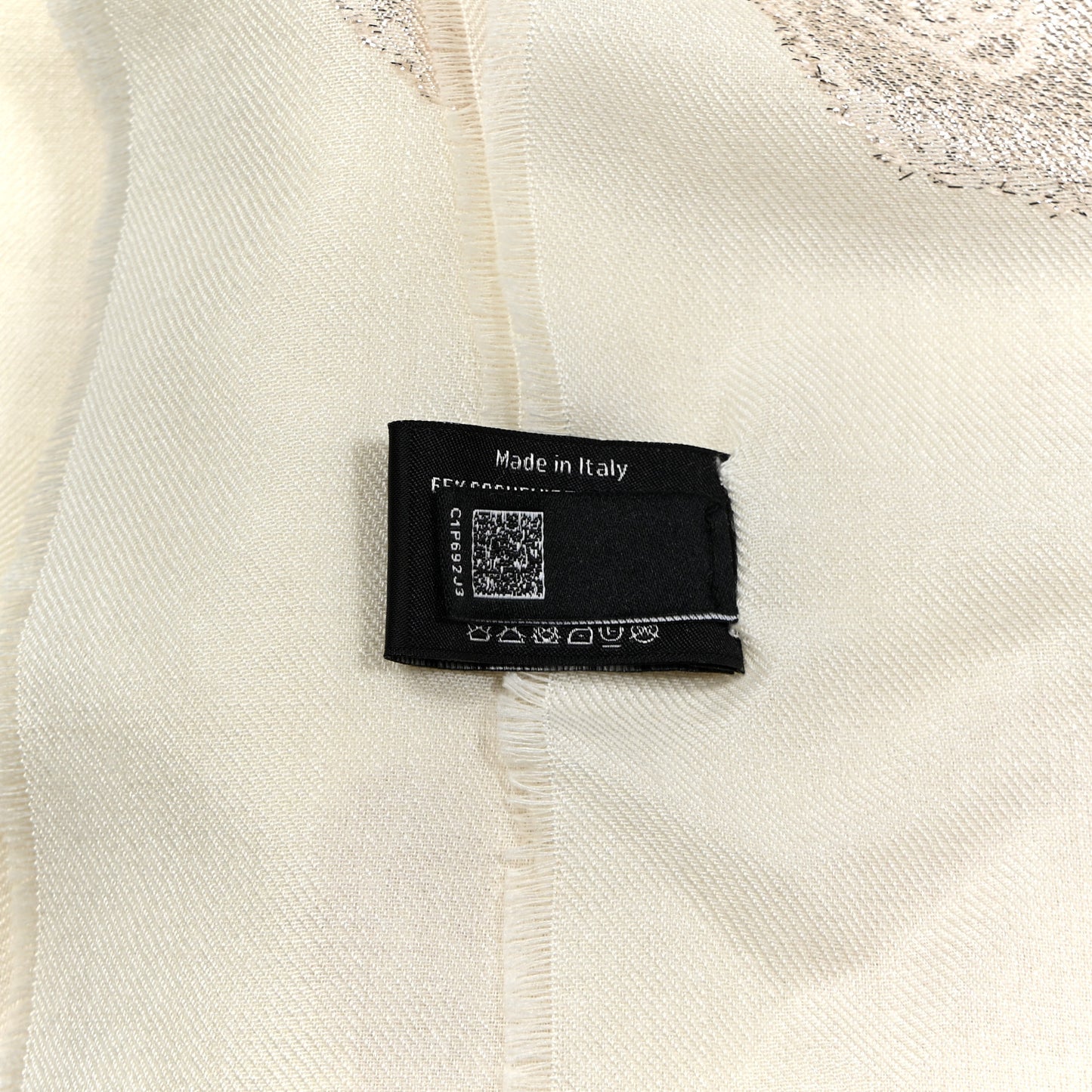 Cashmere Silk Fringe Stole Ecru Golden