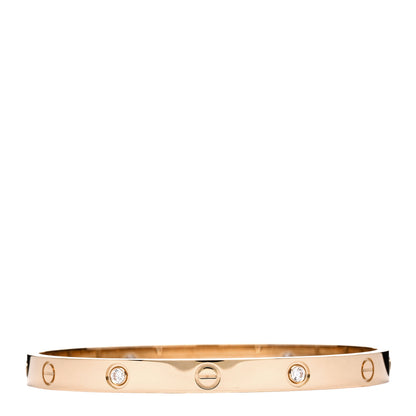 Cartier 18K Pink Gold 4 Diamond LOVE Bracelet 19 2 of 5