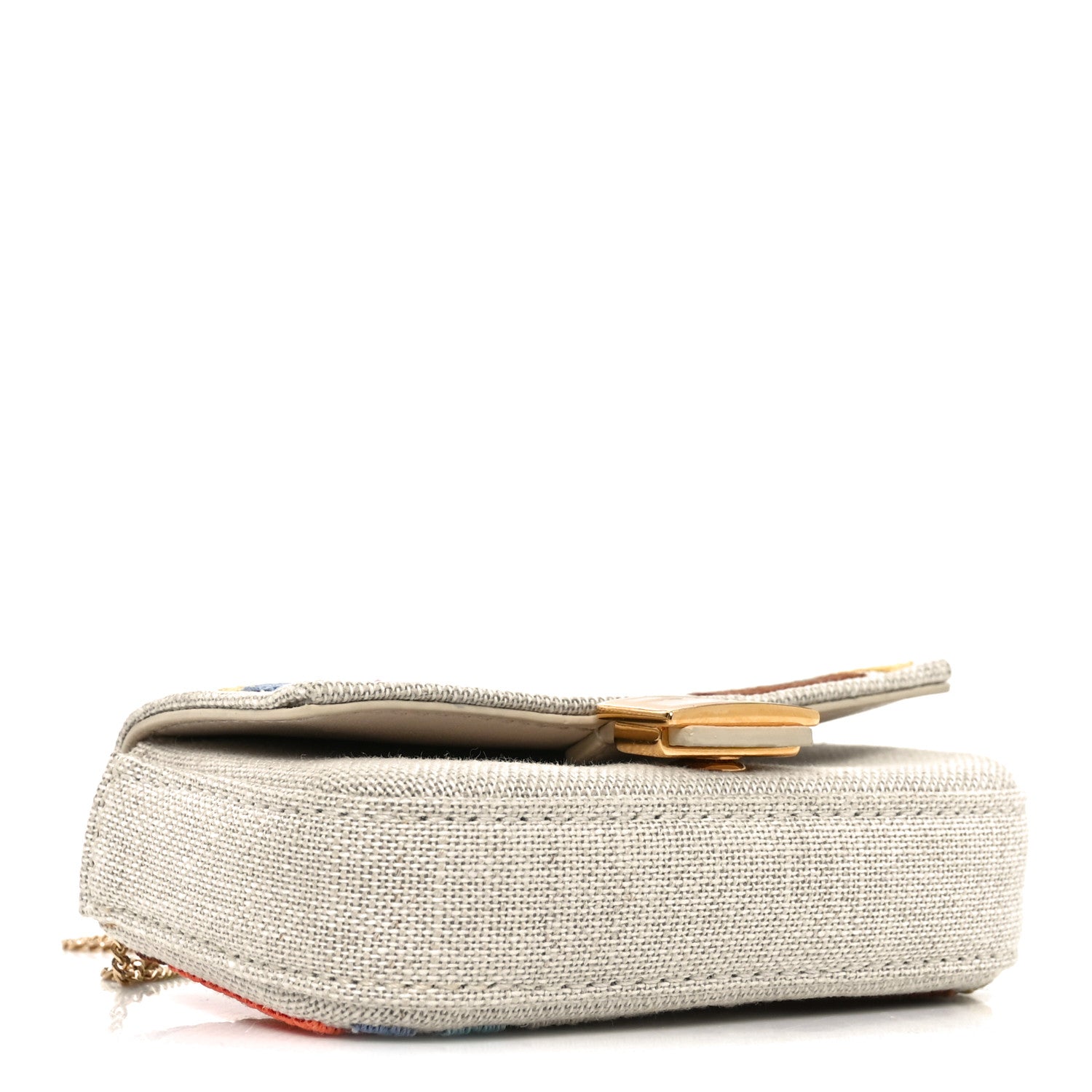 Fendi Kuban Canvas FF Embroidered Nano Baguette Charm Grezzo Multicolor 4 of 11