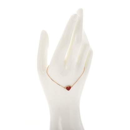 Van Cleef & Arpels 18K Rose Gold Carnelian Sweet Alhambra Heart Bracelet 2 of 5