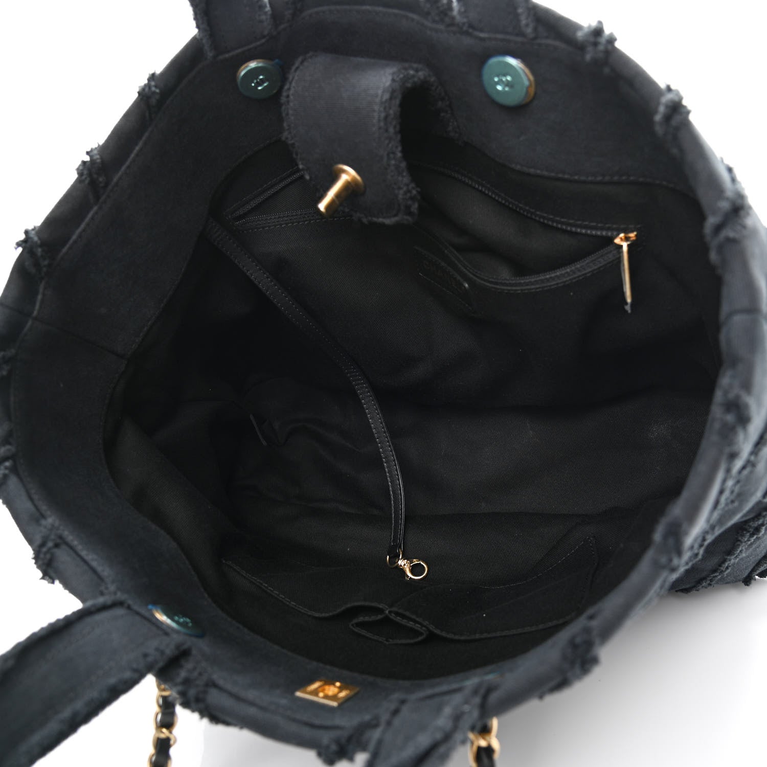 Chanel Canvas Chevron Cuba Patchwork Shopper Tote Black 5 of 10