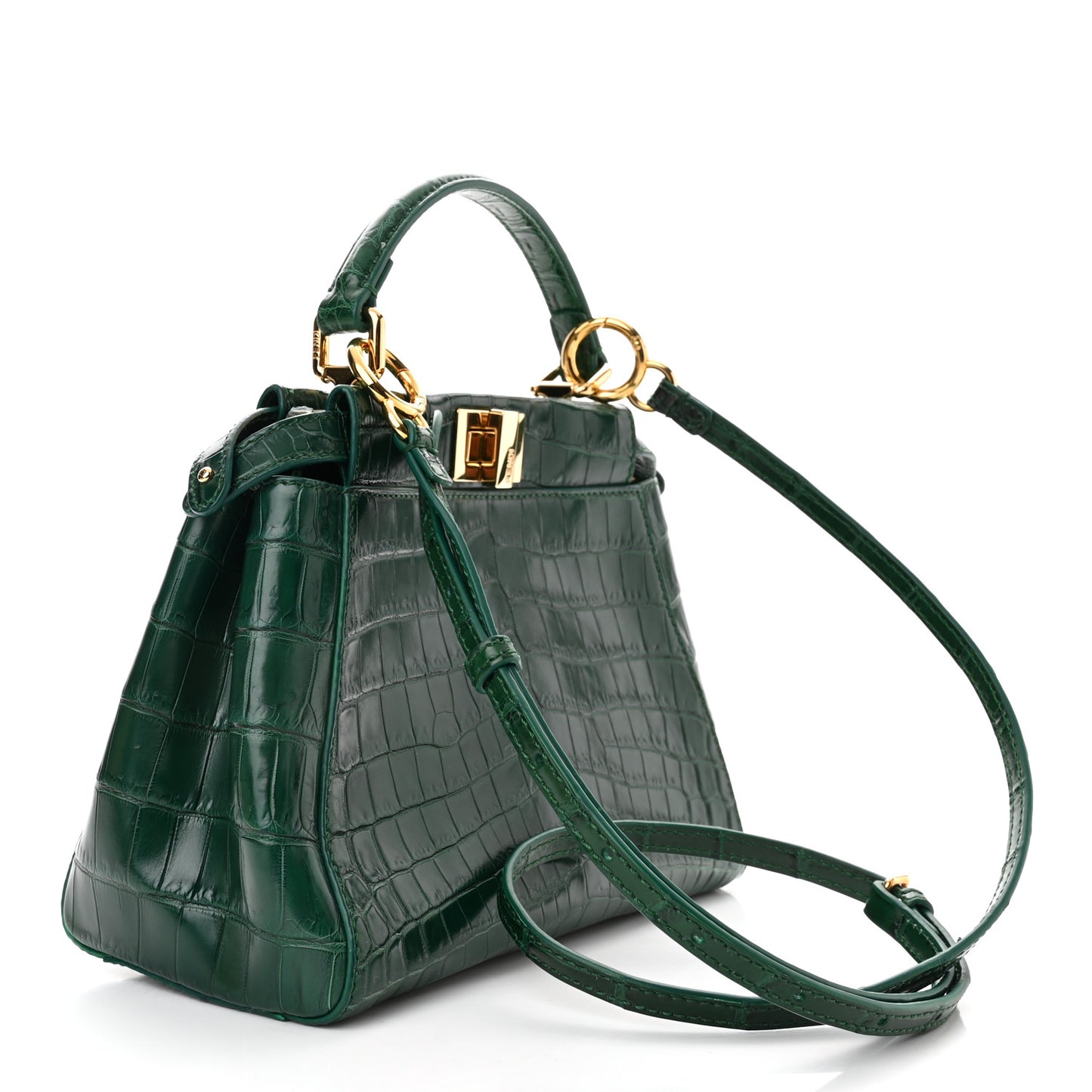 Shiny Crocodile Shiny Nappa Mini Peekaboo Iconic Satchel Emerald