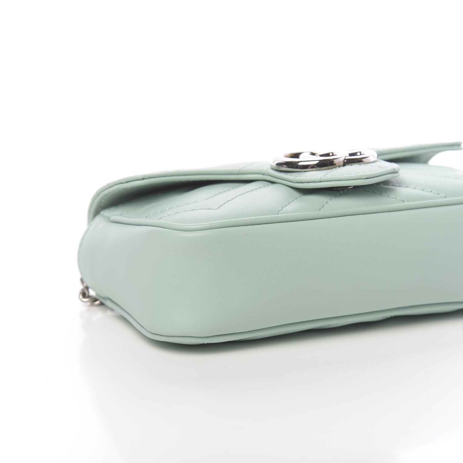 Gucci Calfskin Matelasse Super Mini GG Marmont Shoulder Bag Water Green 9 of 11