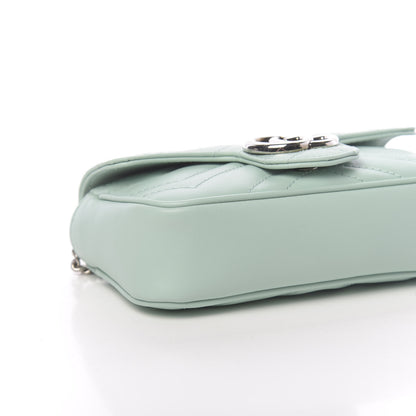 Gucci Calfskin Matelasse Super Mini GG Marmont Shoulder Bag Water Green 9 of 11