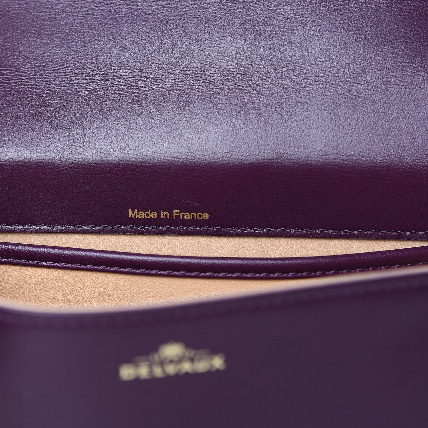 Delvaux Calfskin Mini Iron Shield Madame Crossbody Prune Antique Gold 7 of 10