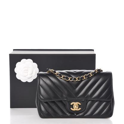 Chanel Lambskin Chevron Quilted Mini Rectangular Flap Black 10 of 10