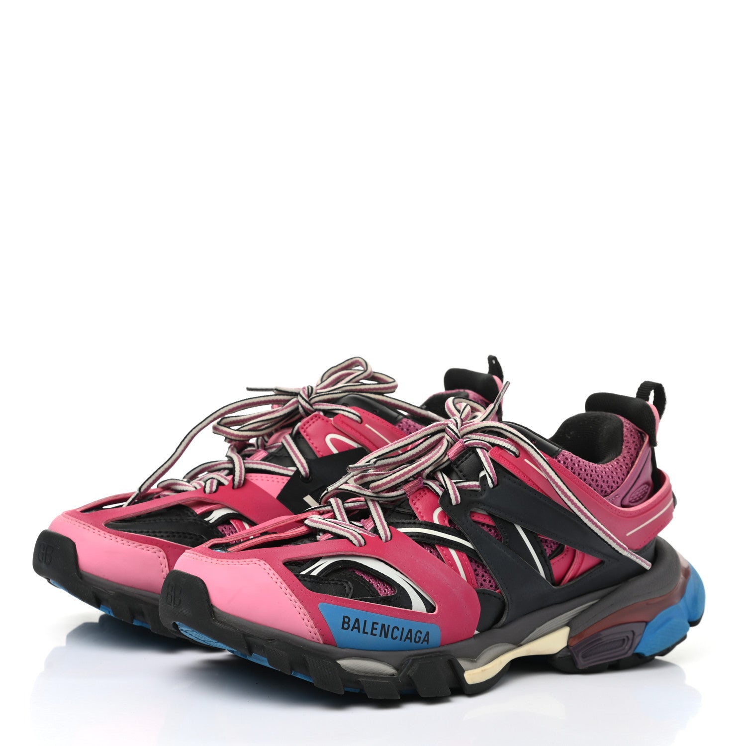 Balenciaga Mesh Nylon Metallic Fabric Womens Track Sneakers 39 Pink Blue 3 of 6