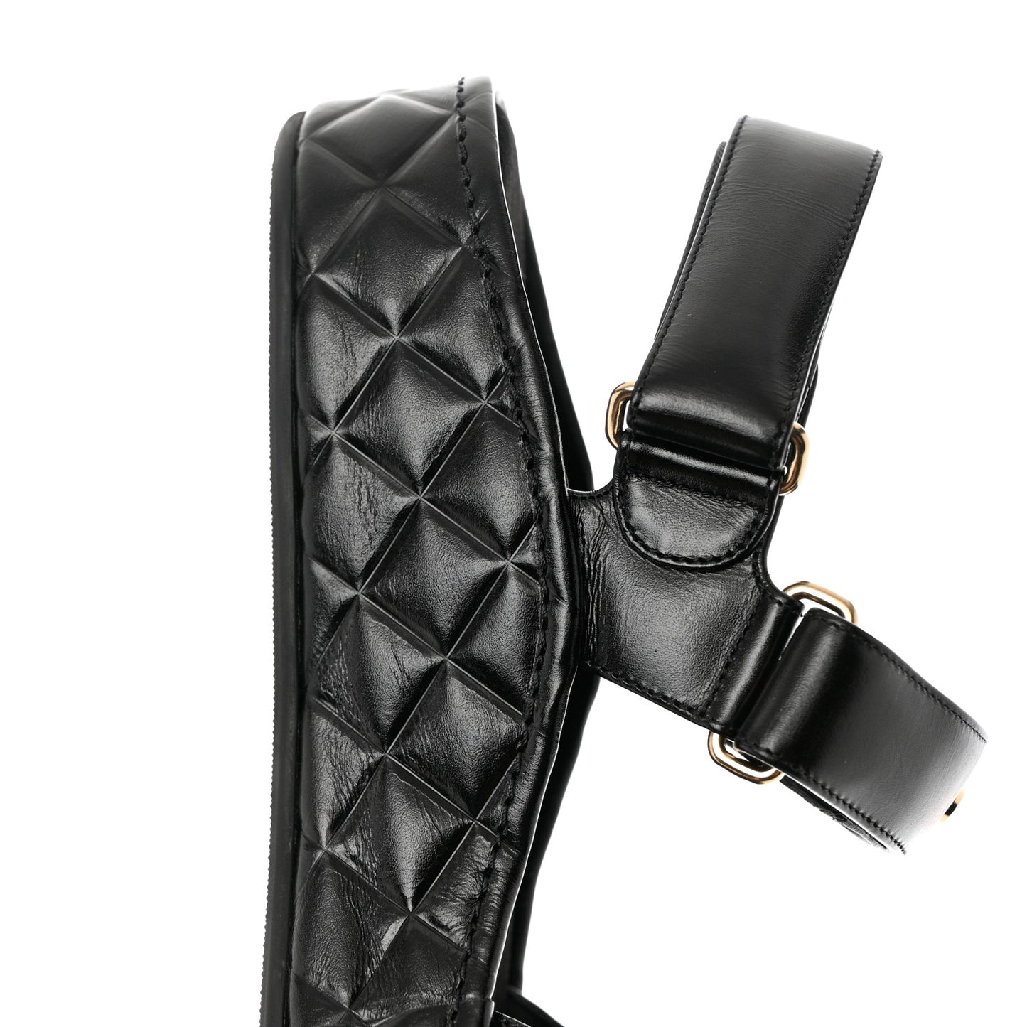 Shiny Calfskin Logo Platform Sandals 39 Black