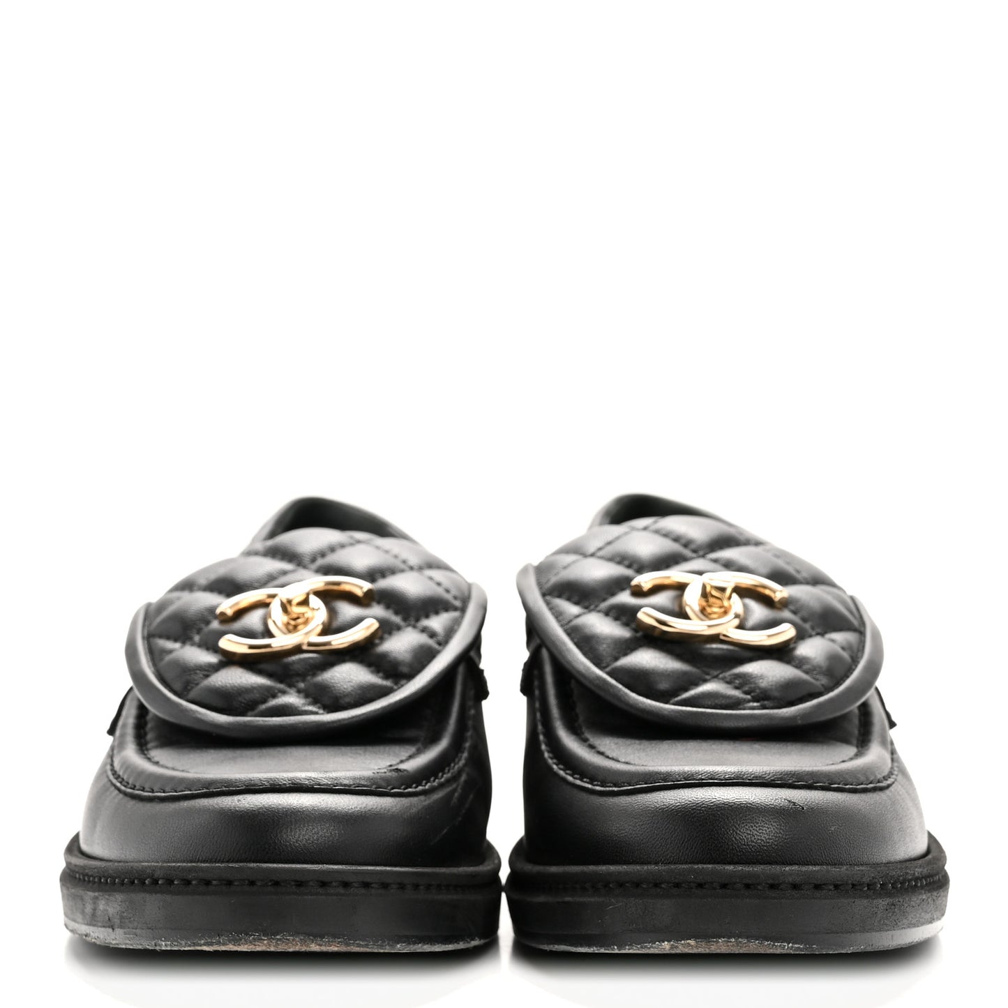 Lambskin Quilted CC Turnlock Loafers 38 Black
