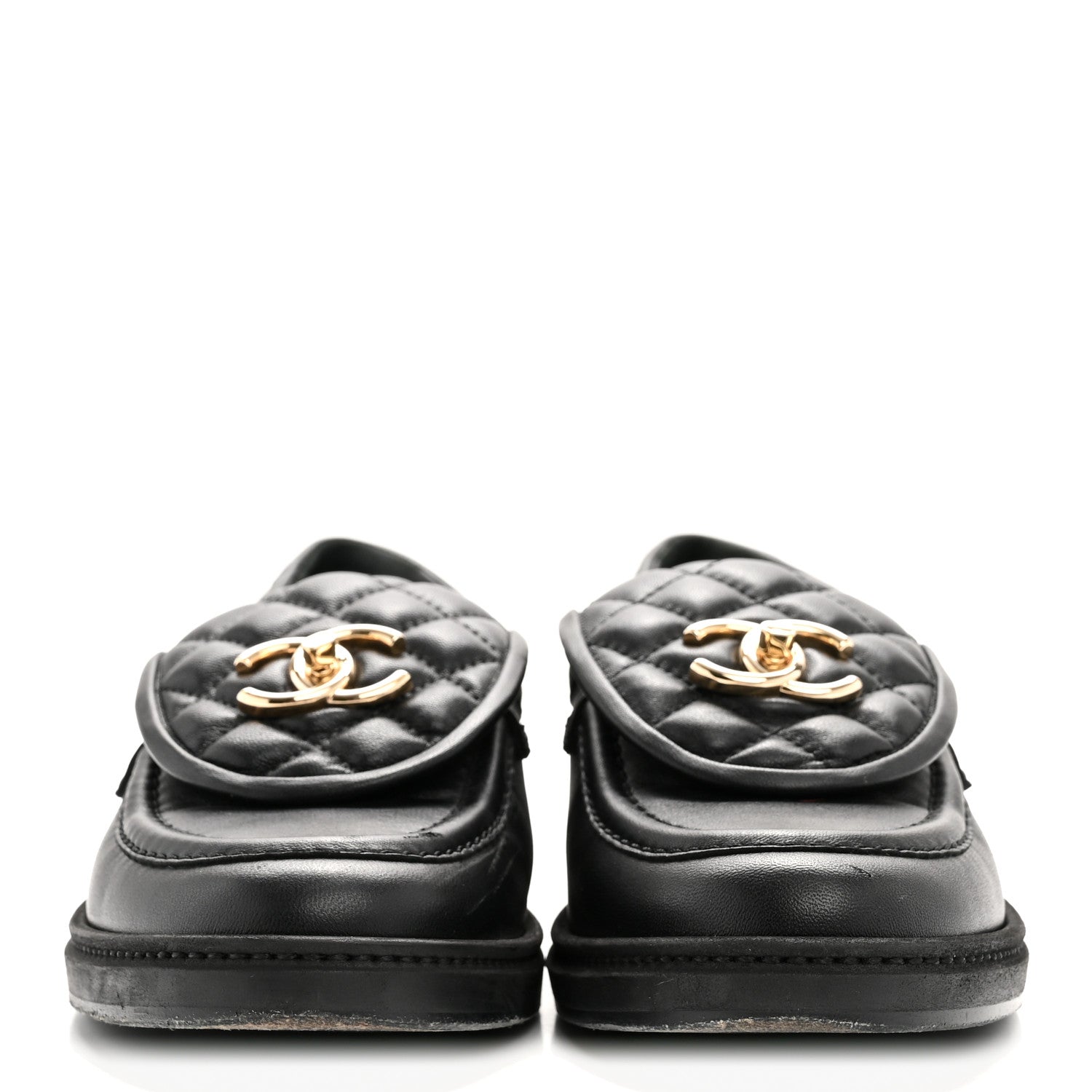 Chanel Lambskin Quilted CC Turnlock Loafers 38 Black 3 of 11