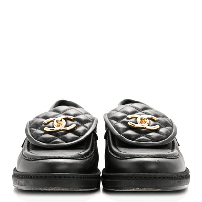 Chanel Lambskin Quilted CC Turnlock Loafers 38 Black 3 of 11