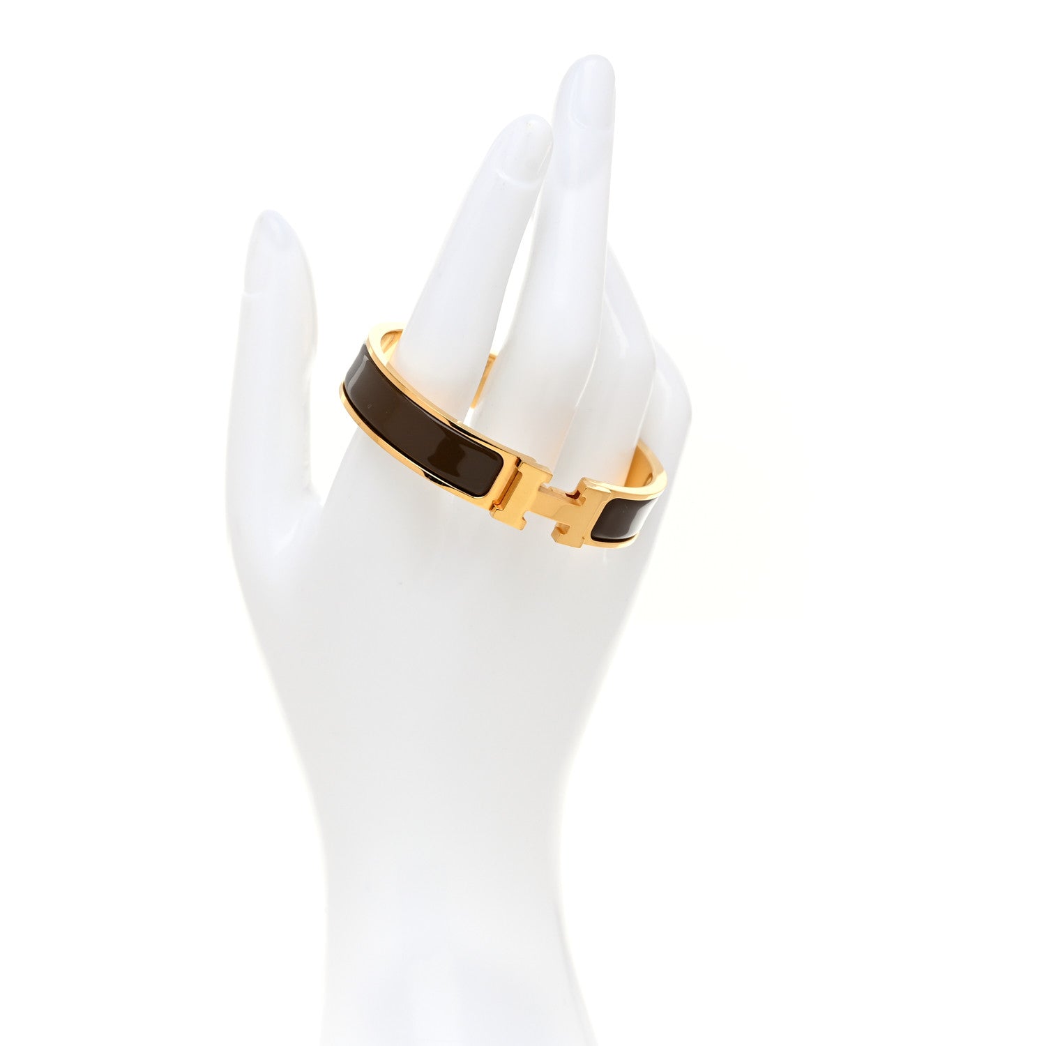 Hermes Enamel Narrow Clic Clac H Bracelet GM Moka 2 of 4