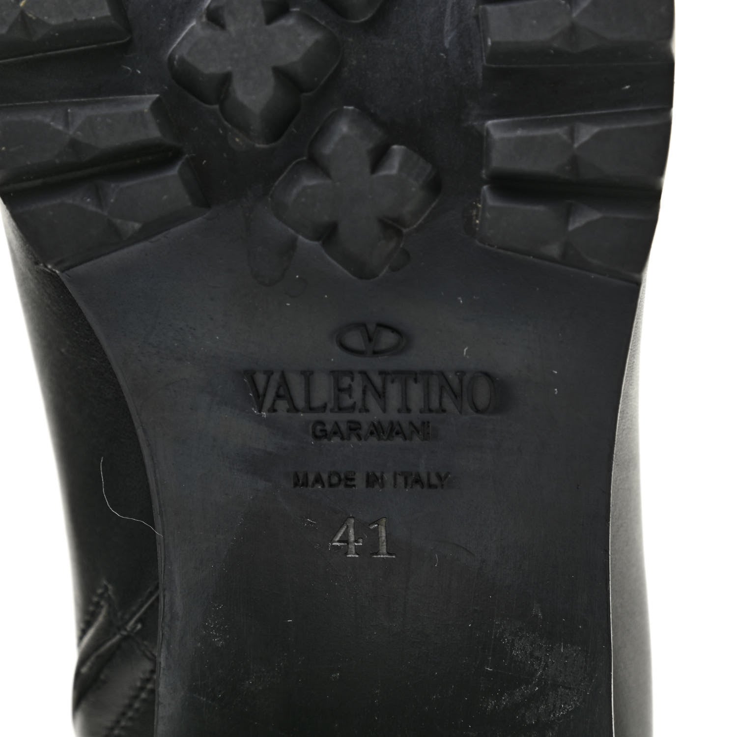 Valentino Garavani Calfskin Plum Lace Up Combat Boots 41 Black 7 of 9