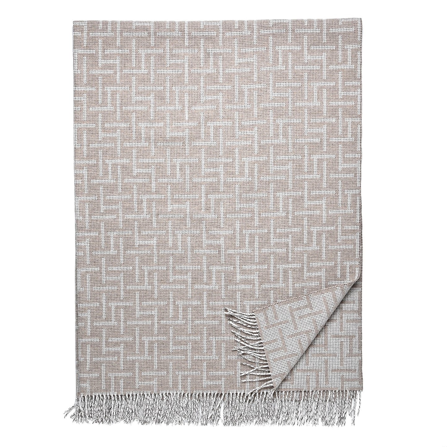 Wool Cashmere Fetiche H blanket Blanket Seigle Ecru