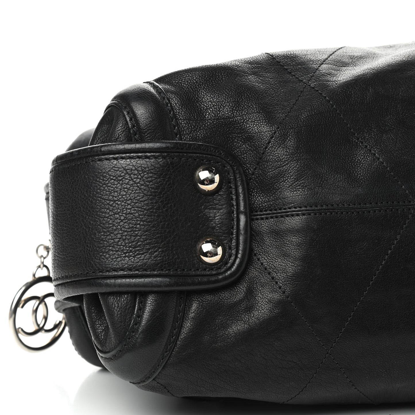 Calfskin Round Bowling Bag Black