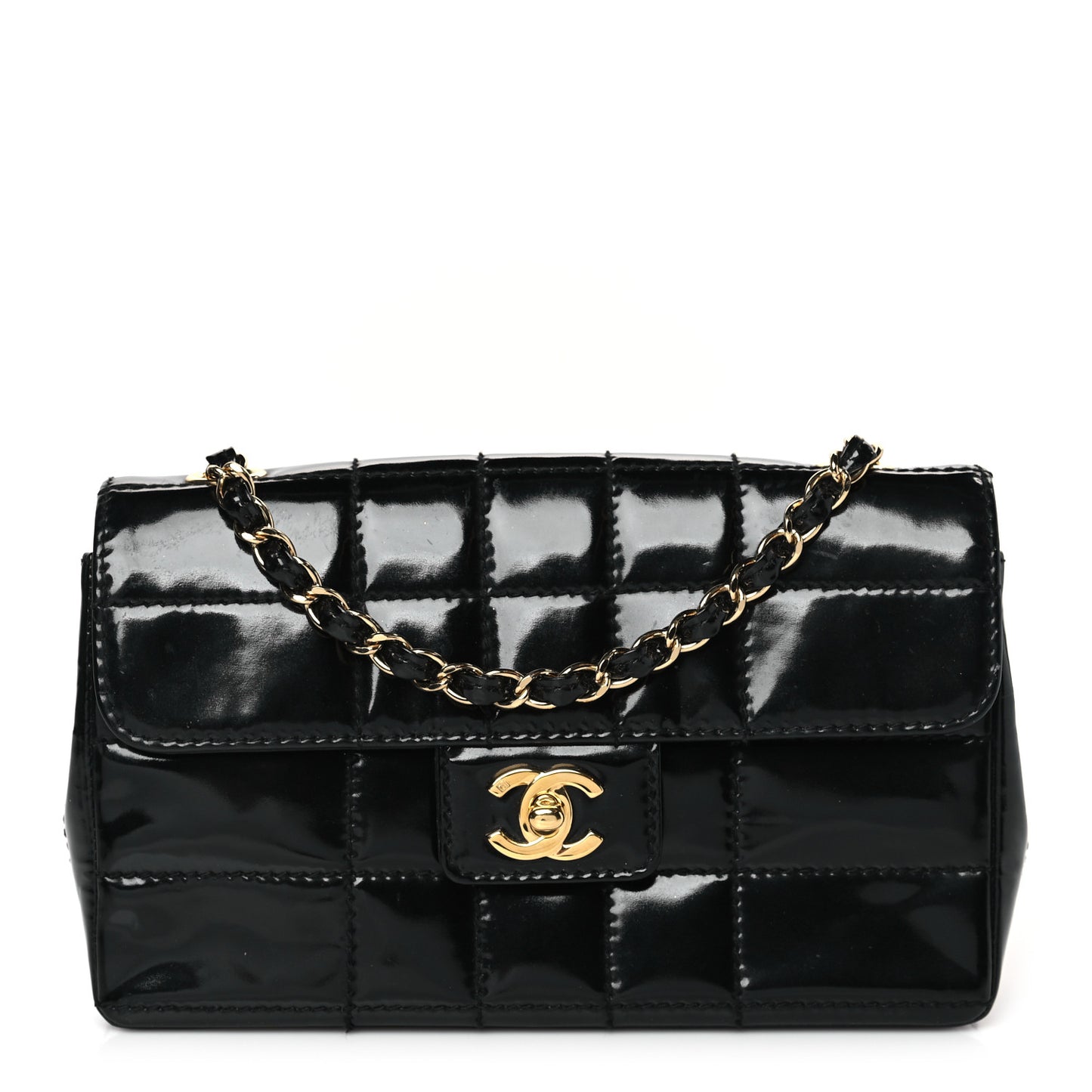 Patent Medium Chocolate Bar Flap Black