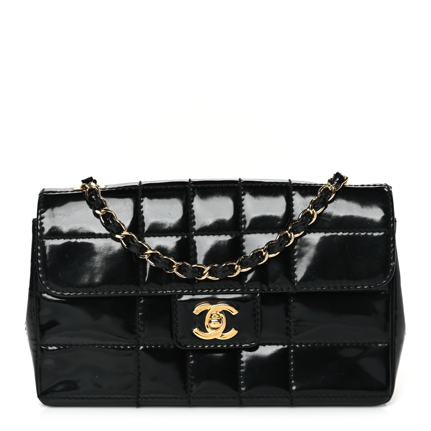 Chanel Patent Medium Chocolate Bar Flap Black 1 of 9
