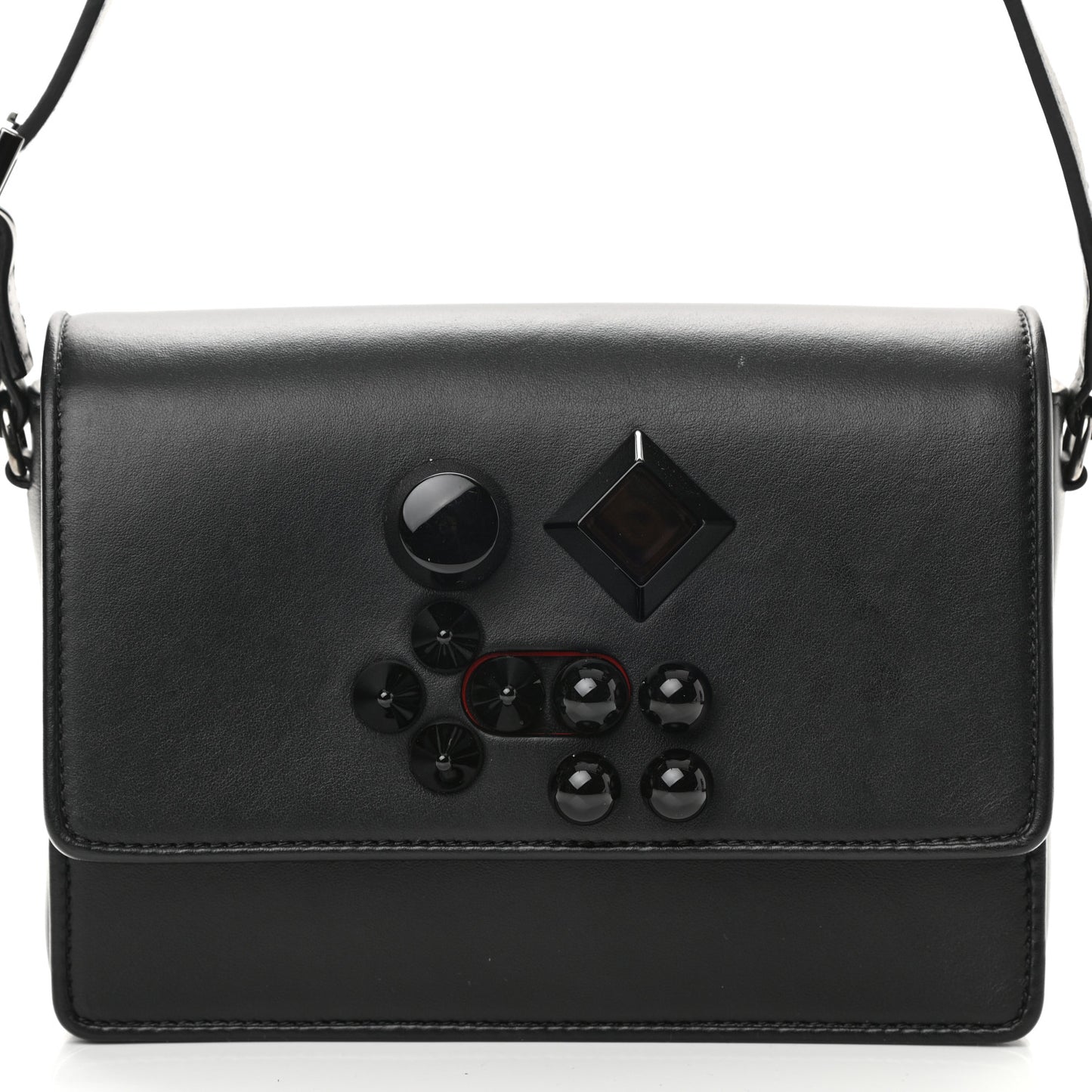 Calfskin Studded Carasky Crossbody Bag Black