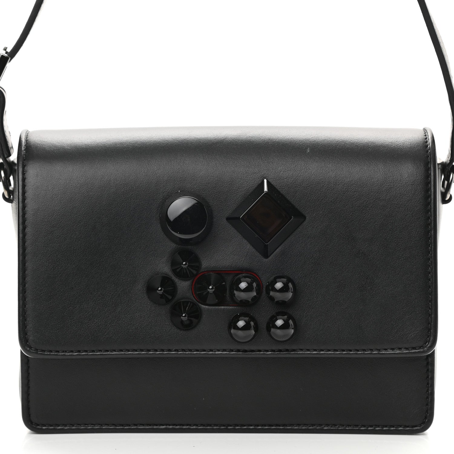Christian Louboutin Calfskin Studded Carasky Crossbody Bag Black 6 of 7