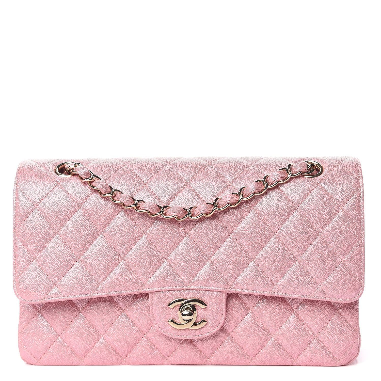Chanel Iridescent Caviar Quilted Medium Double Flap Rose Pink 1 of 10