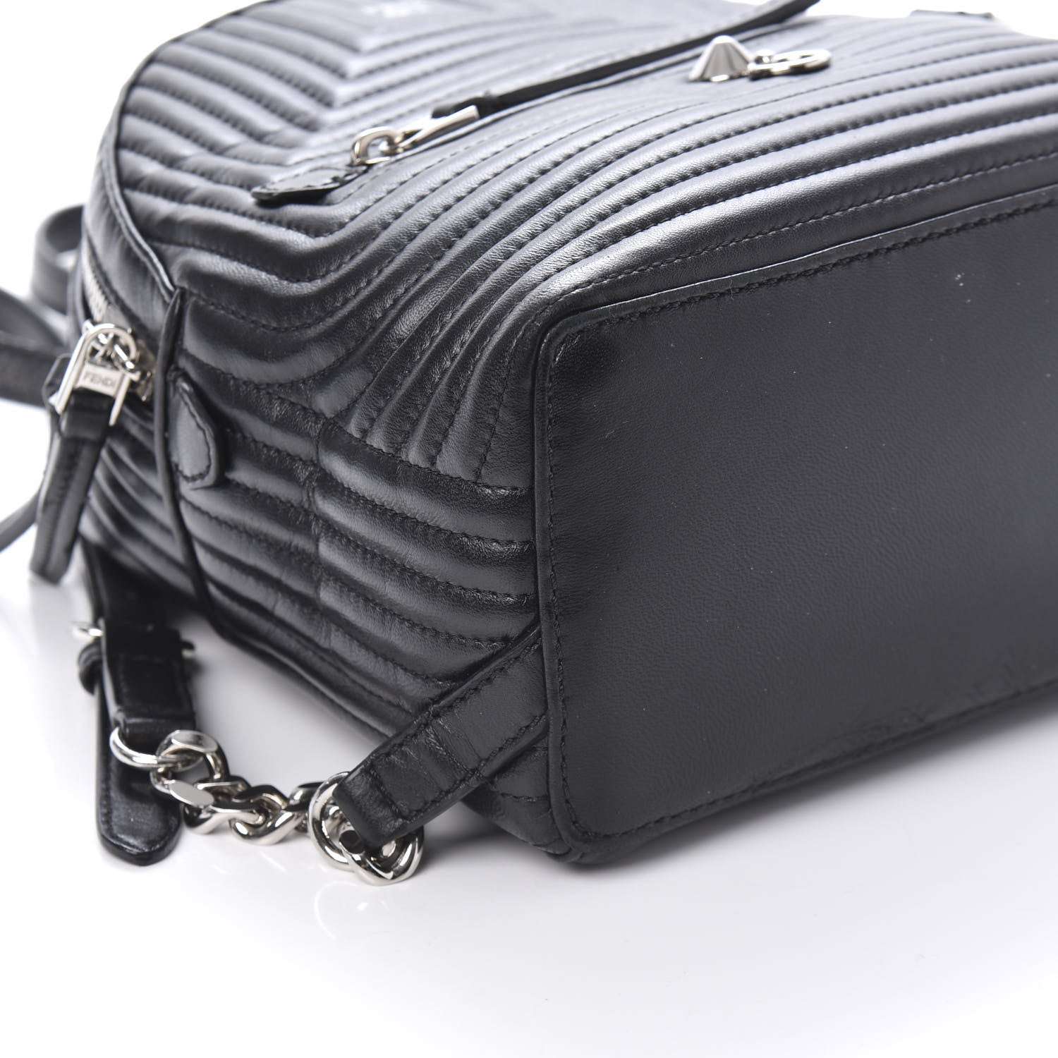 Fendi Shiny Nappa Trapuntata Mini Backpack Black 5 of 9