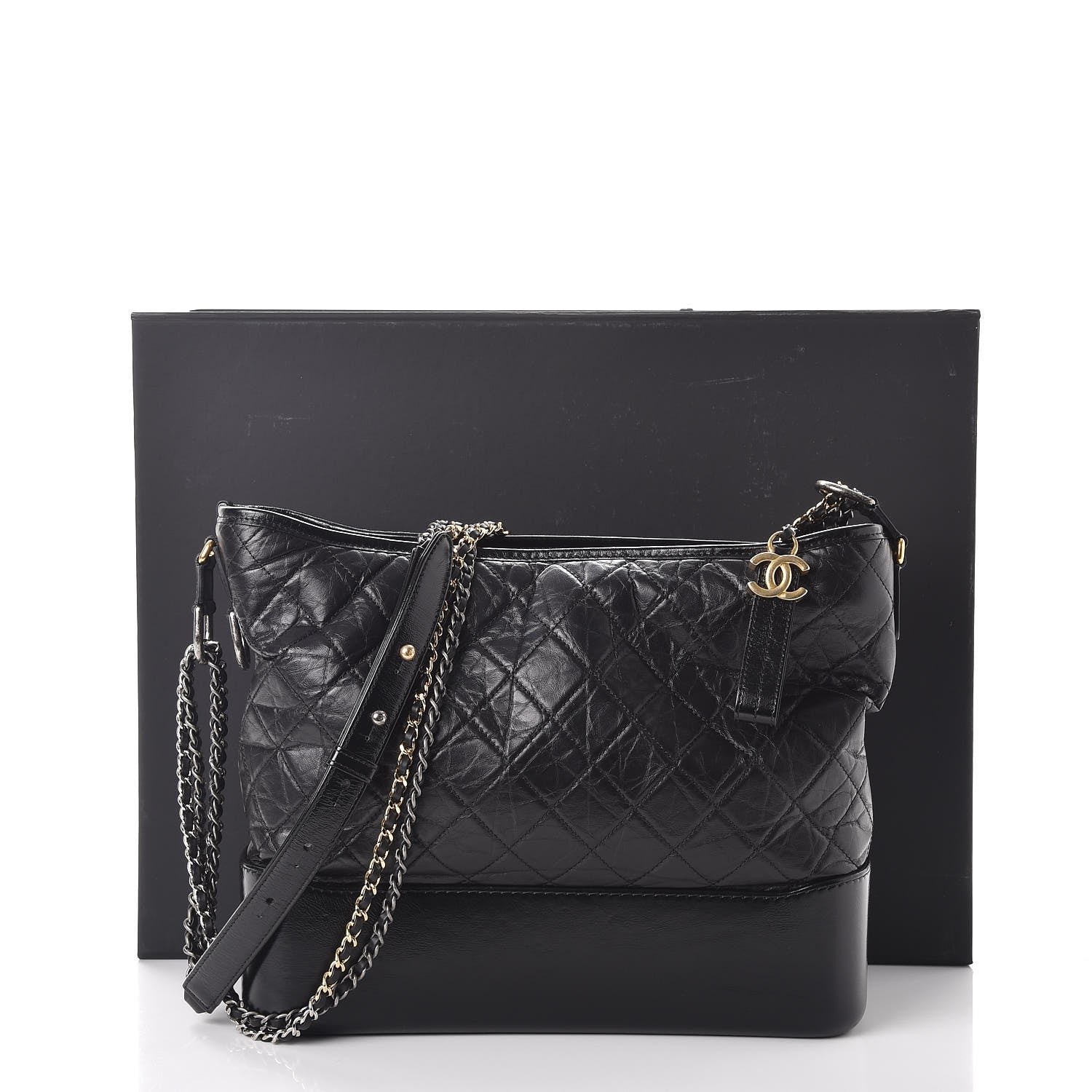 Chanel Aged Calfskin Quilted Large Gabrielle Hobo Black 11 of 11