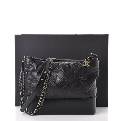 Chanel Aged Calfskin Quilted Large Gabrielle Hobo Black 11 of 11