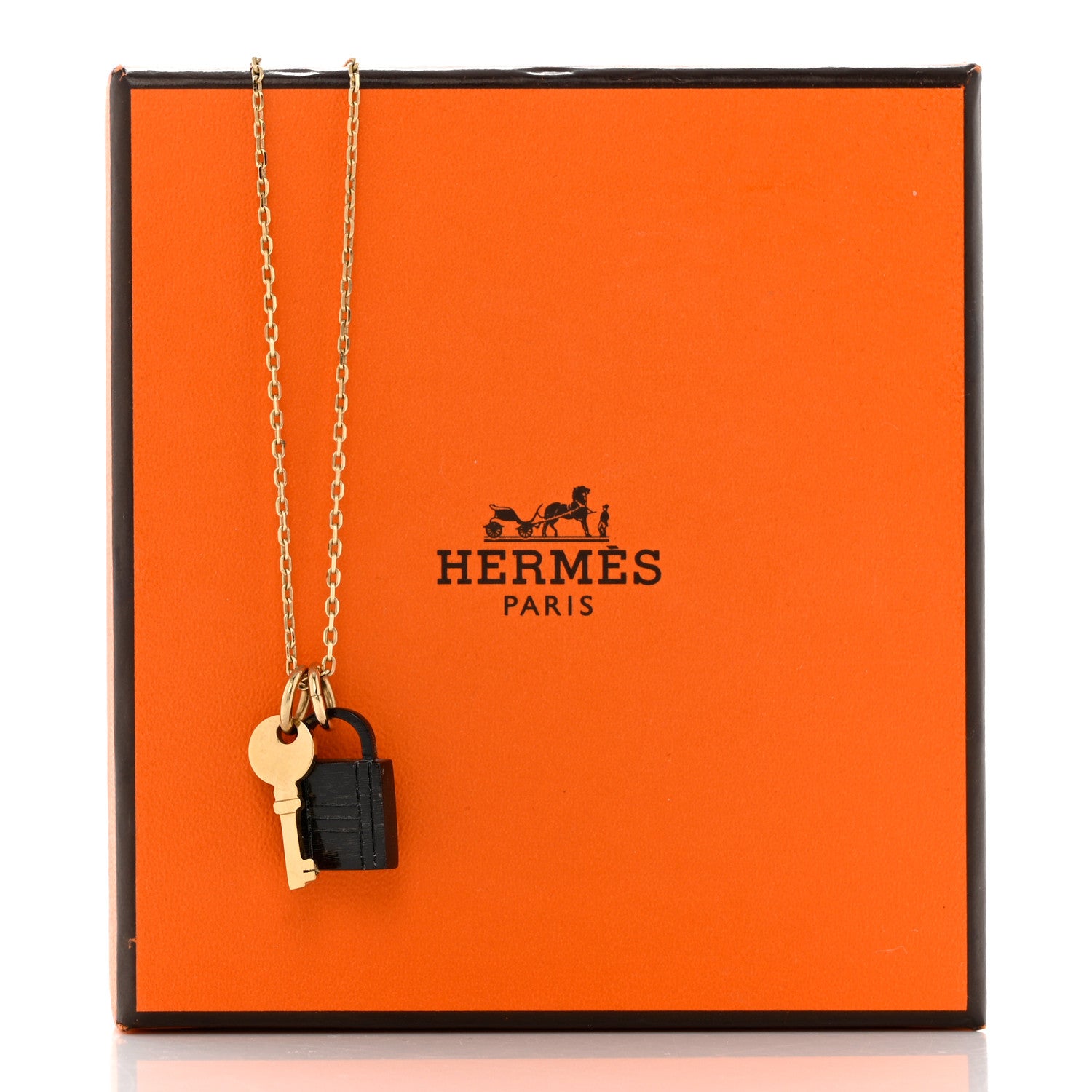 Hermes Permabrass Buffalo Horn Amulette Padlock PM Pendant Necklace 7 of 7